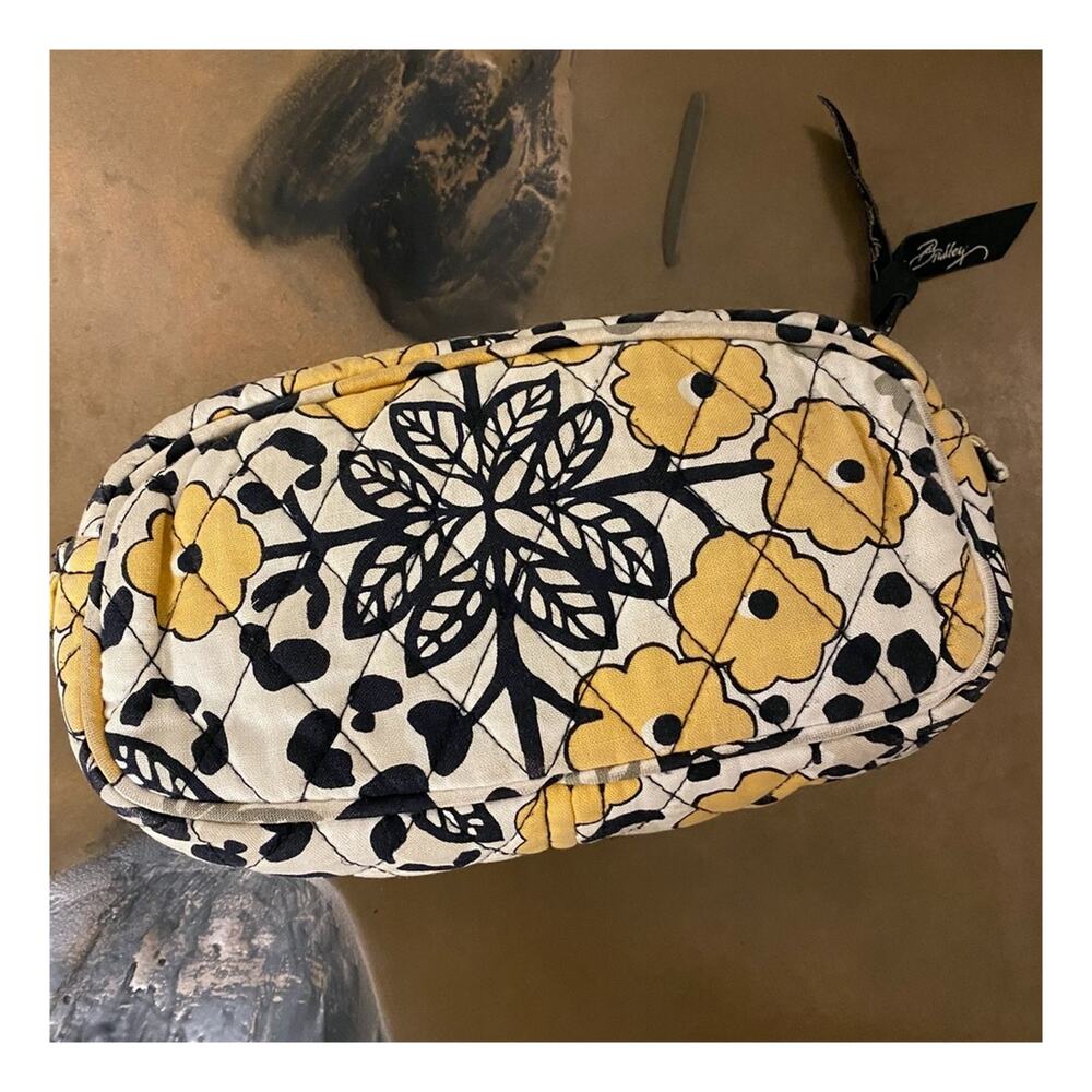 Vera Bradley LEOPARD Floral Mini Mirror Clutch Purse Bag! yellow black white